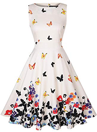 OWIN Women's Vintage 1950's Floral Spring Garden Rockabilly Swing Prom Party Cocktail Dress