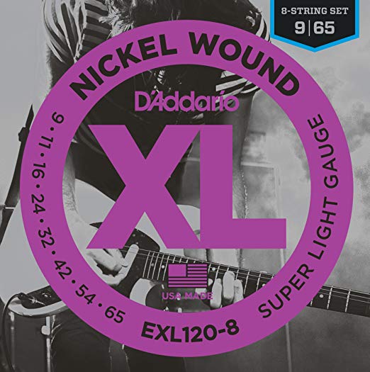 D’Addario XL Nickel Wound Electric Guitar Strings, Super Light, 8 String Gauge – Round Wound with Nickel-Plated Steel for Long Lasting Distinctive Bright Tone and Excellent Intonation – 09-65, 1 Set