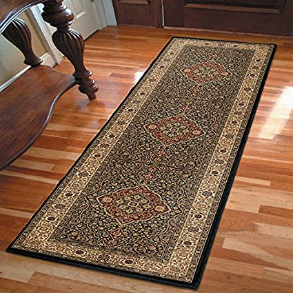 Taughton Black Runner Area Rug Home Decor Discount Rugs Living Bed Room Carpets (8 ft. x 2 ft. 3 in.)