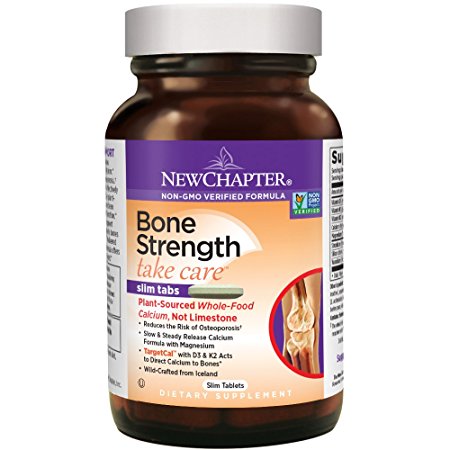 New Chapter Calcium Supplement - Bone Strength Clinical Strength Plant Calcium with Vitamin D3   Vitamin K2   Magnesium- 60 ct Slim Tabs