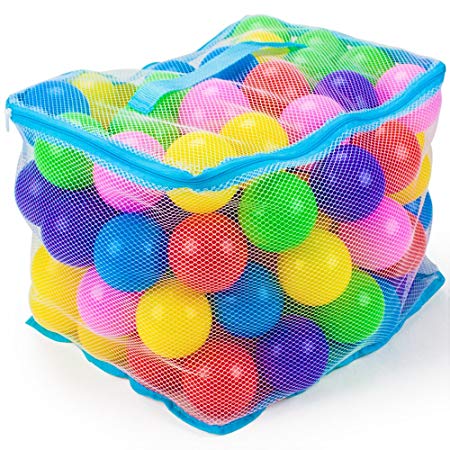 Imagination Generation 100 Jumbo 3 in Multi-Colored Soft Ball Pit Balls with Mesh Carrying Case