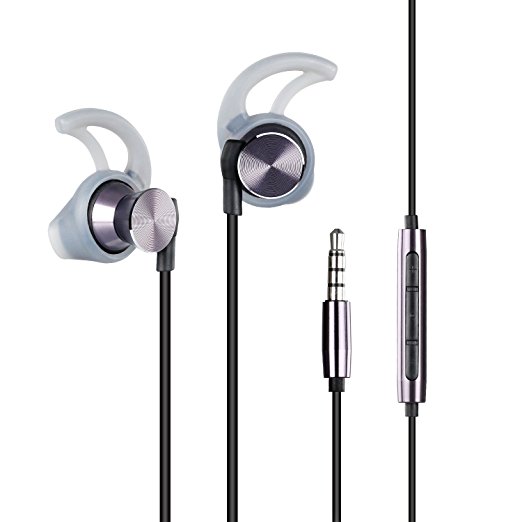Sports Earbuds, Parasom R3 Wired Stereo Bass 3.5mm Jack Noise-Isolation In-Ear Earphones with Mic,Volume Control and Track Control for IOS/Android with Noise-isolation (Gun Metal)