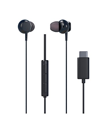 Type C Earbuds/Headphone/Earphones for Moto&Pixel&Huawei&Htc&Xiaomi,USB Type C Earbud Hi-Fi Digital 3D Audio Without Mic for All Earbuds for USB C Port Smartphone and Devices(Black)