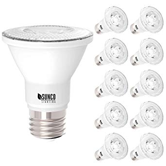 Sunco Lighting 10 Pack PAR20 LED Bulb, 7W=50W, Dimmable, 5000K Daylight, E26 Base, Flood Light for Home or Office Space - UL & Energy Star