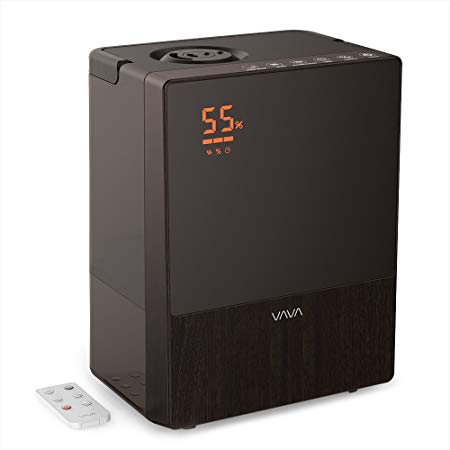 Humidifiers, VAVA Warm and Cool Mist Humidifier with Humidity Monitor, Timer, 5L Capacity, 3 Mist Modes, Sleep Mode with Humidity Preset Function and Waterless Auto Shut-off for Bedroom and Babies(5 L/1.3 Gallon, 110V)