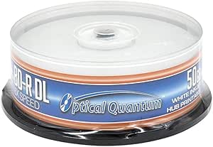 Optical Quantum OQBDRDL06WIPH-25 6X 50GB Inkjet Printable Blu-ray Double Layer Recordable Blank Media , 25-Disc Spindle - White