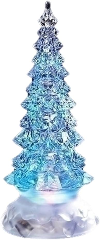 8.5 Inch Tall LED Swirl Glitter Tree Tricolor Lights Figurine