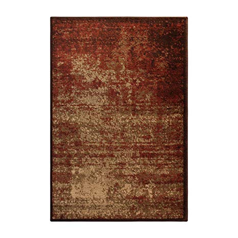 Superior Modern Afton Acid Wash Collection Area Rug, 10mm Pile Height with Jute Backing, Vintage Distressed Design, Anti-Static, Water-Repellent Rugs - Auburn, 2' x 3' Rug