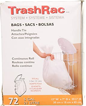 Trashrac Refill Bags 87072 for 5 Gallon Frame-72 Count