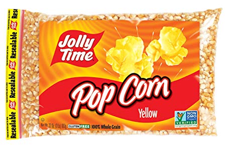 Jolly Time Yellow Popcorn Kernels - Gluten-Free Whole Grain Natural Popping Corn, 2 lb. Bag (32 Ounces)