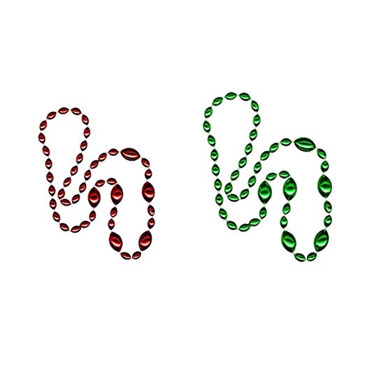 Jumbo Football Beads Green/ Red 2 Piece