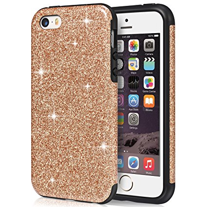 TENDLIN iPhone 5S Case Glitter Bling Soft TPU Silicone Good Protection Case for iPhone SE 5S 5 (Gold)