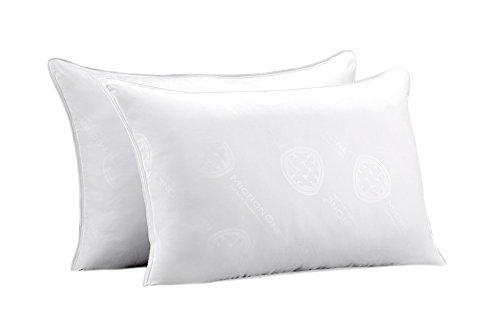 Exquisite Hotel Queen Size Bed Pillows- 2 Pack White Hotel Pillows- MEDIUM Density Polyfiber Fill with Hypoallergenic MicronOne Embossed Cover- Best Pillow For All Sleep Types
