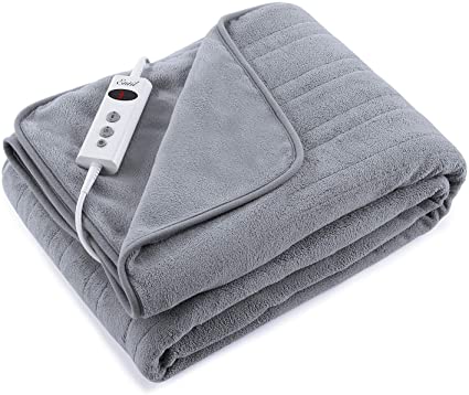 Electric Blanket Heated Throw Fast Heating with 10 Heating Levels and 9 Timer Settings, 130 x 180cm Super Cozy Coral Fleece Heated Blanket with 3 Hours Auto-Off Overheating Protection Machine Washable