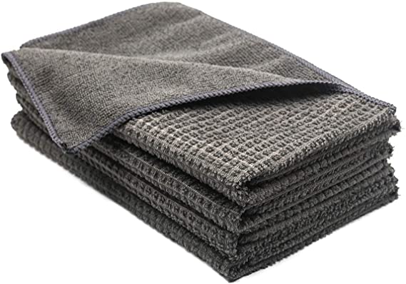 Microfiber Dish Wash Cloth Dish Rags for Washing Dishes Kitchen Cloths Cleaning Cloths 19inch x 16inch Set of 4,Grey