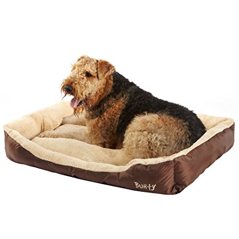 Bunty Deluxe Soft Washable Dog Pet Warm Basket Bed Cushion with Fleece Lining - Brown XX-Large