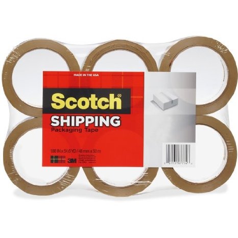 Scotch Lightweight Shipping Packaging Tape, 1.88 Inches x 54.6-Yards, Tan, 6 pack (3350T-6)