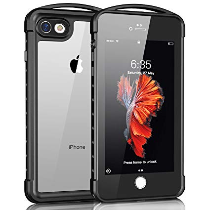Singdo iPhone 7/8 Waterproof Case, Shockproof Dirtproof Snowproof IP68 Certified Waterproof Clear Case with Built-in Screen Protector Full-Body Rugged Cover for iPhone 7/iPhone 8 4.7 inch