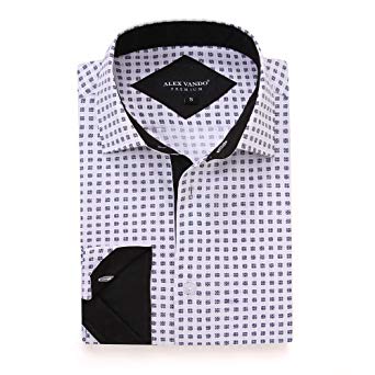 Alex Vando Mens Printed Dress Shirts Long Sleeve Regular Fit Fashion Shirt