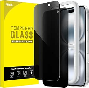 JETech Privacy Screen Protector for iPhone 16 6.1-Inch, Anti-Spy Tempered Glass Film with Easy Installation Tool, 2-Pack