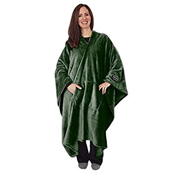throwbee Original Blanket-Poncho Green (Yay! NO Sleeves) Best Wearable Blanket on The Planet Soft Throw Indoors or Outdoors - Adults Men Women Kids