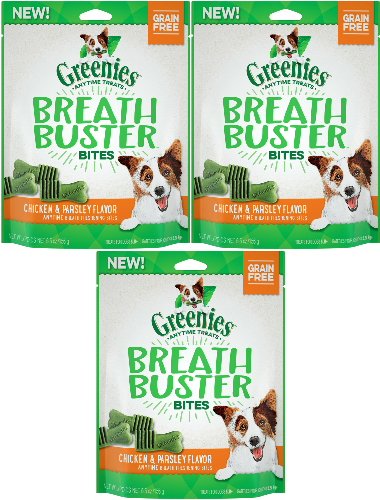 Greenies Breath Buster Bites Dog Treats Chicken & Parsley 16.5oz (3 x 5.5oz) …