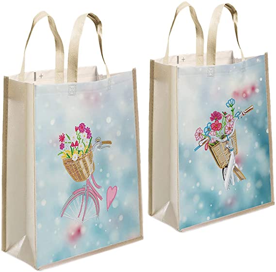 Diamond Painting Reusable Shopping Bags with Handles,Foldable Diamond Art Bag