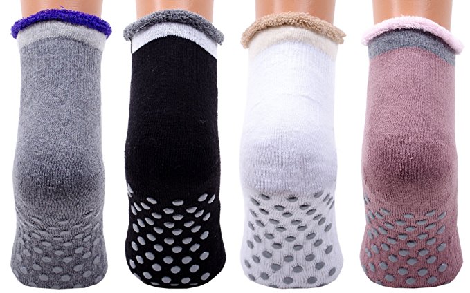 Socks n Socks - Pilates Yoga Grip Luxury Turkish Cotton 4-pair Non slip socks