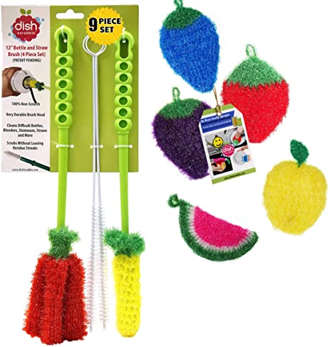 Long Bottle Brush Cleaner Set (3-in-1) and Straw Brushes | Thick and Thin Brush with Straw Cleaners for Washing Baby Bottle, Water Bottles, Mugs … (Bottle Brush Set   5 Pack)
