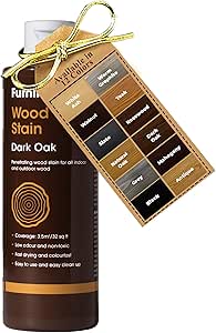 Furniture Clinic Wood Stain (Dark Oak) – Fast Drying, Highly Concentrated, and Easy-to-Apply Wood Stain for All Indoor & Outdoor Wood – Water Based & Non-Toxic – 1L