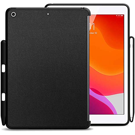 KHOMO iPad 10.2 2019 Case with Pencil Holder (7th Generation) - Companion Back Cover Series - Perfect Match for Apple Smart Keyboard and Front Cover