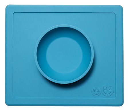 ezpz Happy Bowl - One-piece silicone placemat   bowl (Blue)