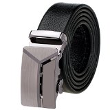 Vbiger Fashion Mens Ratchet Belt Automatic Buckle Full Grain Genuine Leather 35mm Wide