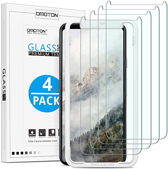 OMOTON [4 Pack Screen Protector Compatible with Google Pixel 4 XL, Tempered Glass with [High Sensitivity][Crystal Clarity][Scratch Resistance][No Bubble][Easy Installation]