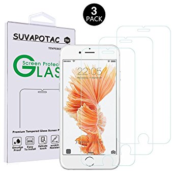 [3 Pack] iPhone 7 Screen Protector,0.26mm 9H Tempered Glass Screen Protector,SUVAPOTAC Bubble Free,Anti-scratch,Case friendly for iPhone 7