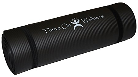 Thrive on Wellness Thick Exercise Mat with Carry Strap - BEST Comfort on Hips, Knees, Spine and Joints, 72" x 24" x 1/2" EXTRA Long Yoga Mats for P90X, Pilates, Yoga, Strength and Stretch Workouts
