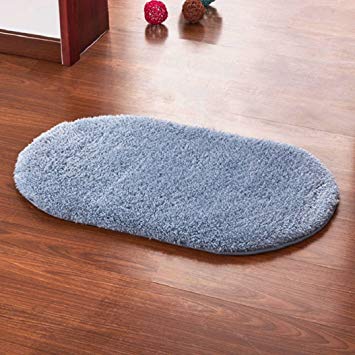 Acamifashion Bath Rug Oval Area Rug Non-Slip Absorbent Floor Mat Bedroom Home Floor Carpet - Gray 4060cm