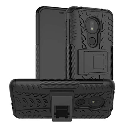 LFDZ Motorola MOTO G7 Power case, Heavy Duty Tough Armour Rugged Shockproof Cover with Kickstand For Motorola MOTO G7 Power Smartphone (Not fit Moto G7 / G7 Play / G7 Plus),Black