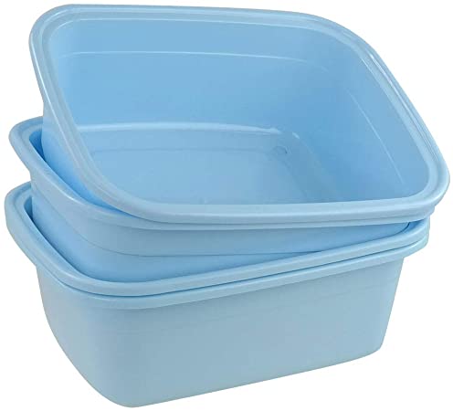 Nicesh 4-Pack Plastic Dishpan, 12 Quart Kitchen Wash Bin, Blue