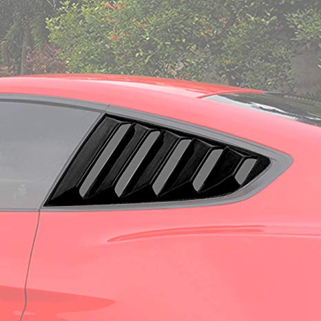 4WDMUSCLE Matte Black GT 5 Vents Style Quarter Side Window Scoop Louvers for Ford Mustang 2015 2016 2017