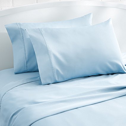 Mayfair Linen 500 Thread Count 100% Egyptian Cotton 2pc Set of Pillow Cases, Silky Soft & Durable - Standard/Queen Size -Light Blue/Sky