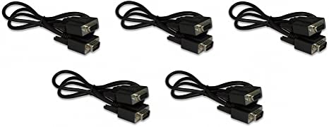 Five Pack Of YCS Basics Black 3 Foot DB9 9 Pin Serial / RS232 Male/Female Extension Cables