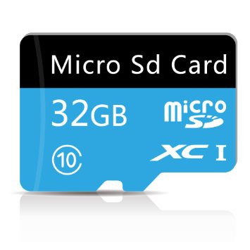 Micro Sd Card 32GB with Adapter, Blue / Black, Standard Packaging (S-TF-001-32)