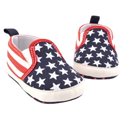 WAYLONGPLUS Newborn Baby Boys Girls American Flag Anti-skid Soft Infant Prewalker Shoes