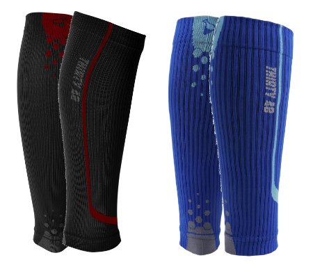 Graduated Compression Sleeves by Thirty48 Cp Series Prevents Calf and Shin Splints  Relieves Lower Leg Pain and Cramps  Maximize Faster Recovery by Increasing Oxygen to Muscles  Great for Running Cycling Walking Basketball Football Soccer Cross Fit Travel  Money Back Guarantee