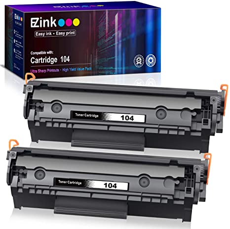 E-Z Ink (TM) Compatible Toner Cartridge Replacement for Canon 104 CRG-104 FX-10 FX-9 to Use with FAXPHONE L90 L120 ImageClass D420 D480 MF4350d MF4150 MF4270 MF4370 MF4690 Printer (Black, 2 Pack)