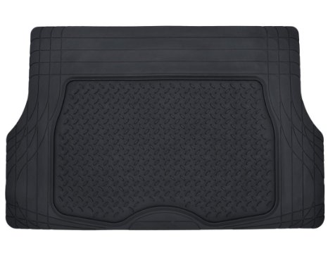 Motor Trend® Heavy Duty Rubber Cargo Mat Trunk Liner for Car SUV Auto (Black) - Odorless All Weather