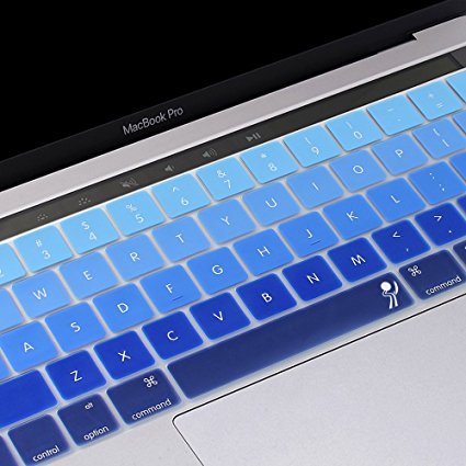 ProElife 2016-NEW Ultra Thin Silicone Keyboard Cover Skin for MacBook Pro 13" (A1706) MacBookPro 15" (A1707) with Multi-Touch Bar and Retina (1 pcs keyboard cover, Fade in Blue)