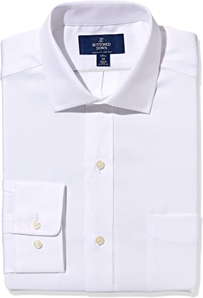 Buttoned Down Men's Classic-fit Solid Non-Iron Dress Shirt Pocket Spread Collar