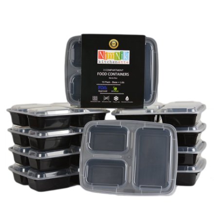 *LIMITED STOCK* Premium Food Containers with Lids by NimNik, Stackable Plastic Storage Bento Lunch Box, Reusable, Microwave Safe, 10-Pack